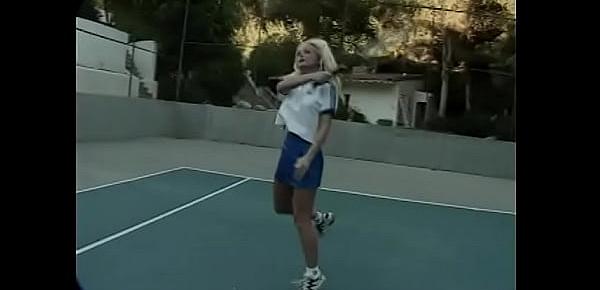  Horny stud bangs two sexy babes hard in the tennis court